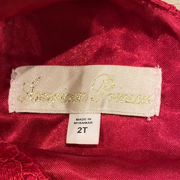 2T Red Lace Satin & Ivory Tulle Flower Girl Dress Holiday Special Occasion Tutu - Picture 2 of 7